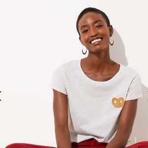 NWT LOFT Pretzel Embroidered T-Shirt